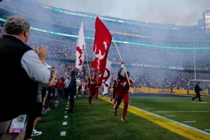 Nov 5, 2022; Baton Rouge, Louisiana, USA; Alabama Crimson Tide cheerleaders lead out the players from the tunnel to start the game against the LSU Tigers before the first half at Tiger Stadium. Mandatory Credit: Stephen Lew-USA TODAY Sports